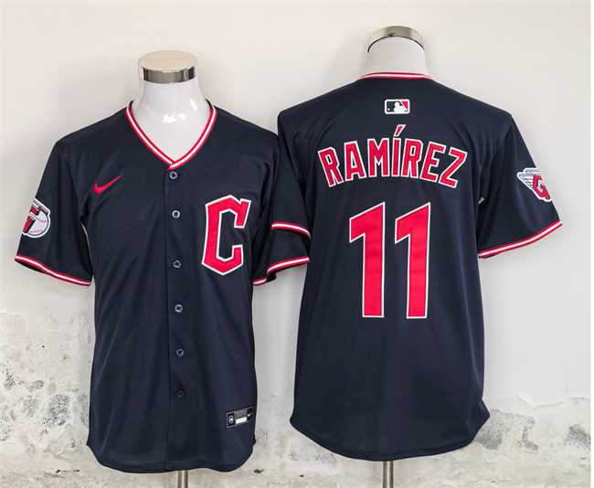 Men%27s Cleveland Guardians #11 Jose Ramirez Navy Stitched Jersey->cleveland guardians->MLB Jersey